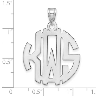 Sterling Silver/Rhodium-plated Round Cut-out Monogram Pendant, 21 x 21mm