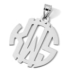 14K White Gold Round Cut-out Monogram Pendant, 21 x 21mm view