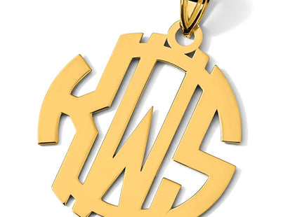 14K Yellow Gold Round Cut-out Monogram Pendant, 21 x 21mm