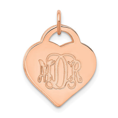 Sterling Silver/Rose-plated Monogram Heart Charm