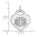 Sterling Silver/Rhodium-plated Monogram Heart Charm view 4