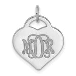 Sterling Silver/Rhodium-plated Monogram Heart Charm view 1