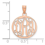 Sterling Silver/Rose-plated Small Round Monogram Pendant view