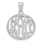 10K White Gold Small Round Monogram Pendant view