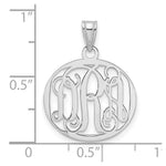 10K White Gold Small Round Monogram Pendant view