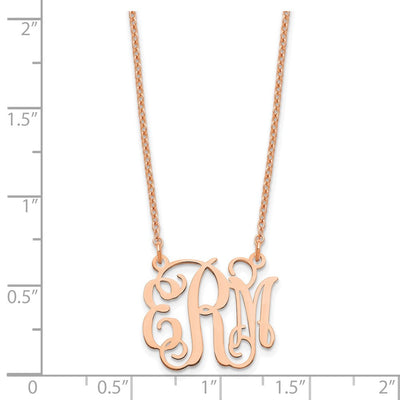 Sterling Silver/Rose-plated Small Monogram Necklace, 18 x 18mm