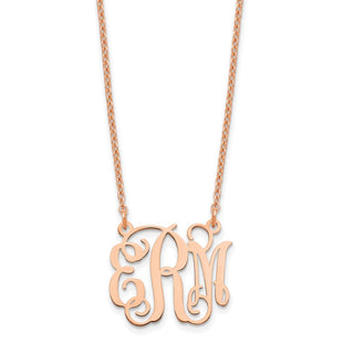 Sterling Silver/Rose-plated Small Monogram Necklace (Style XNA528RP)