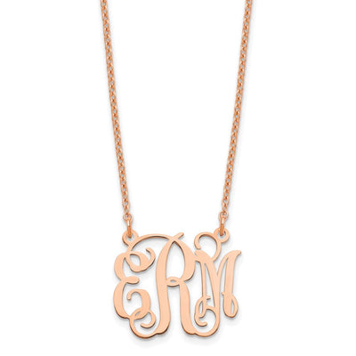 Sterling Silver/Rose-plated Small Monogram Necklace, 18 x 18mm