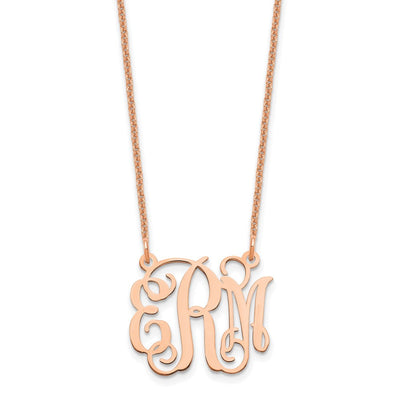 14K Rose Gold Small Monogram Necklace, 18 x 18mm