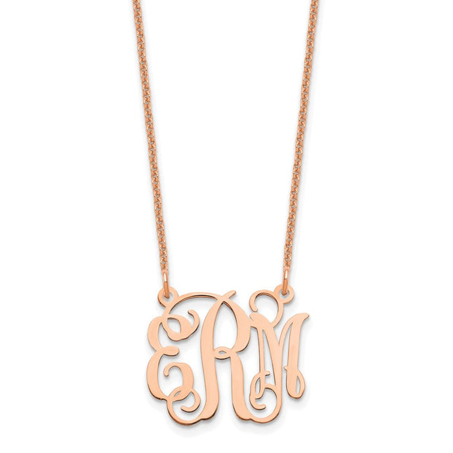 14k Rose Gold Small Monogram Necklace, 18 x 18mm