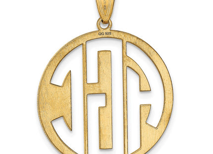14K Yellow Gold Round Cut-out Monogram Pendant, 28 x 25mm