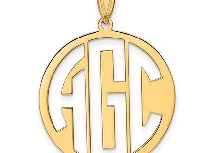 14K Yellow Gold Round Cut-out Monogram Pendant, 28 x 25mm