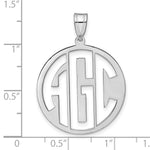 14K White Gold Round Cut-out Monogram Pendant, 28 x 25mm view