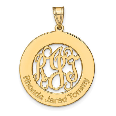 10K Yellow Gold Round Family Monogram Pendant