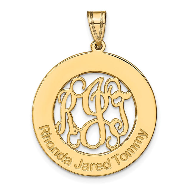 14K yellow gold monogram pendant, alternate view