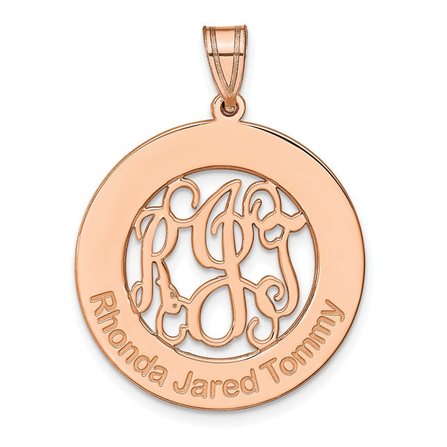 14K rose gold monogram pendant, alternate view