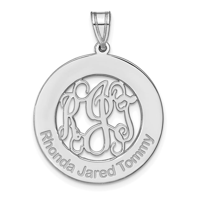 14K white gold monogram pendant, alternate view