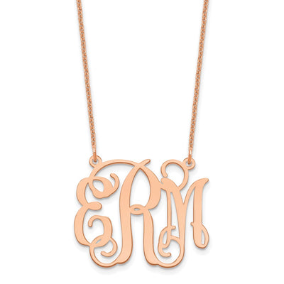14K Rose Gold Medium Monogram Necklace, 18 x 25mm