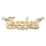 10k Yellow Gold and Rhodium 3D Diamond with Hearts Name Plate view 3
