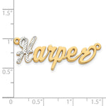 10k Yellow Gold and Rhodium 3D Diamond Name Plate view 4