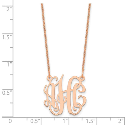 14K Rose Gold Small Monogram Necklace, 18 x 19mm