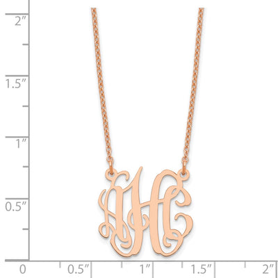 Sterling Silver/Rose-plated Small Monogram Necklace, 18 x 19mm