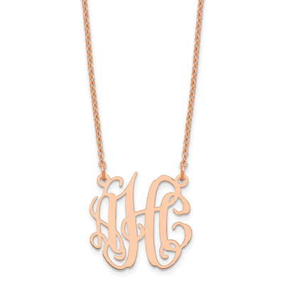Sterling Silver/Rose-plated Small Monogram Necklace, 18 x 19mm