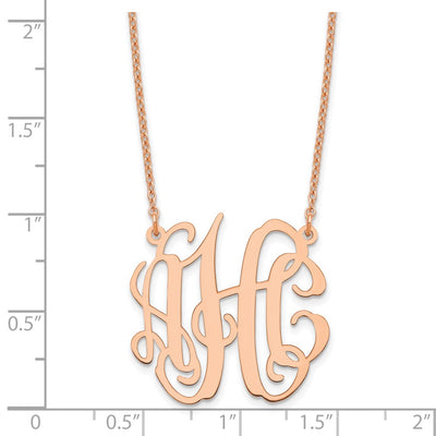 Sterling Silver/Rose-plated Small Monogram Necklace, 18 x 25mm