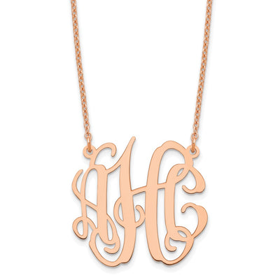 Sterling Silver/Rose-plated Small Monogram Necklace, 18 x 25mm
