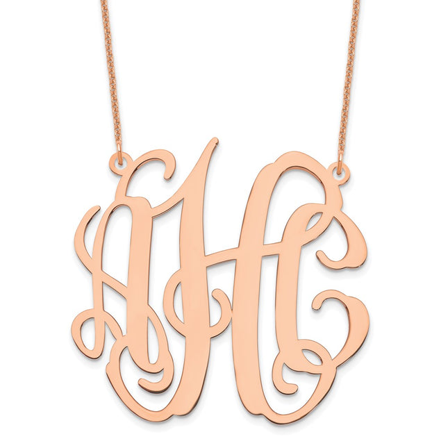 14K rose gold monogram necklace