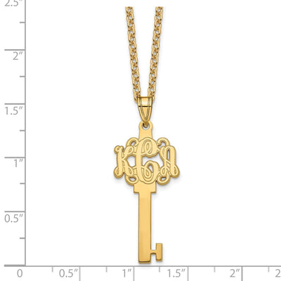 Sterling Silver/Gold-plated Etched Monogram Key Necklace