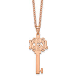 Sterling Silver/Rose-plated Etched Monogram Key Necklace view