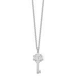 Sterling Silver/Rhodium-plated Etched Monogram Key Necklace view 2