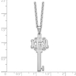 Sterling Silver/Rhodium-plated Etched Monogram Key Necklace view 3