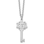 Sterling Silver/Rhodium-plated Etched Monogram Key Necklace view 1
