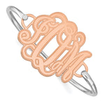 SS/Rose-plated Etched Monogram with Sterling Silver Bangle view