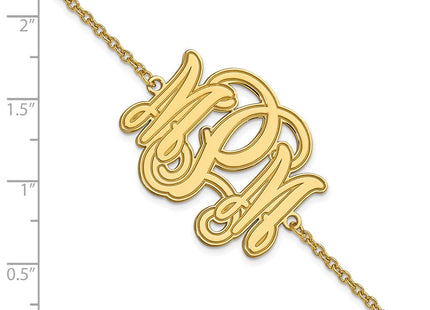 Sterling Silver/Gold-plated Etched Monogram Bracelet (Style XNA562GP)