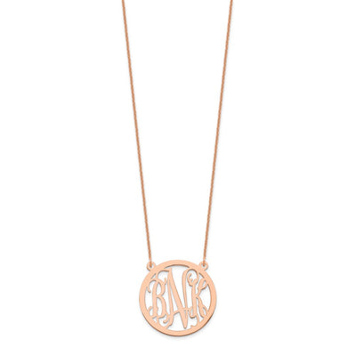 14K Rose Gold Round Monogram Necklace