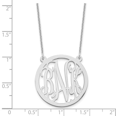 10K White Gold Round Monogram Necklace