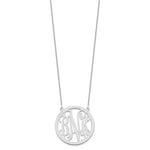 14K White Gold Large Round Monogram Necklace view
