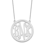 14K White Gold Large Round Monogram Necklace view