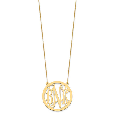14K Yellow Gold Large Round Monogram Necklace