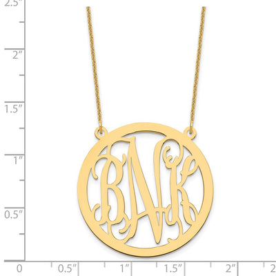14K Yellow Gold Large Round Monogram Necklace