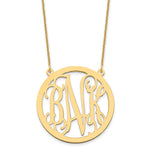 14K Yellow Gold Large Round Monogram Necklace view