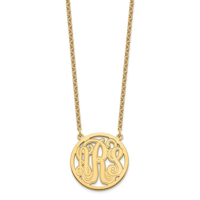 Sterling Silver/Gold-plated Etched Round Monogram Necklace
