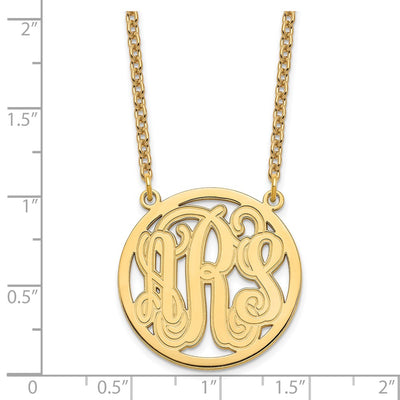 Sterling Silver/Gold-plated Etched Round Monogram Necklace