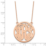 14K Rose Gold Etched Round Monogram Necklace view
