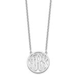 Sterling Silver/Rhodium-plated Etched Round Monogram Necklace view 2