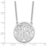 Sterling Silver/Rhodium-plated Etched Round Monogram Necklace view 3