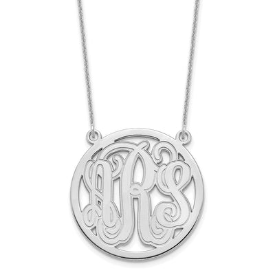 10K White Gold Etched Monogram Necklace with Customizable Pendant Shape